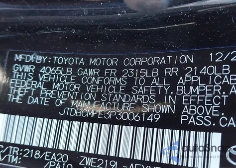 2023 Toyota Corolla Hybrid Xle из США, поврежденный, VIN JTDBCMFE3P3006149